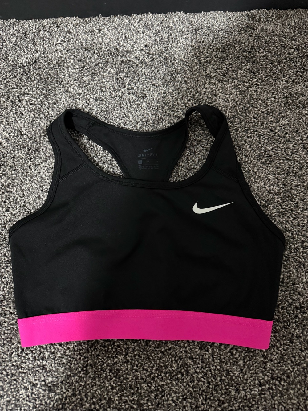Nike Black Sports Bra with Bright Pink Band